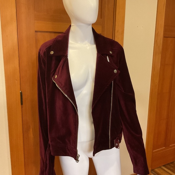 PAIGE Jackets & Blazers - Paige burgundy velvet biker jacket
